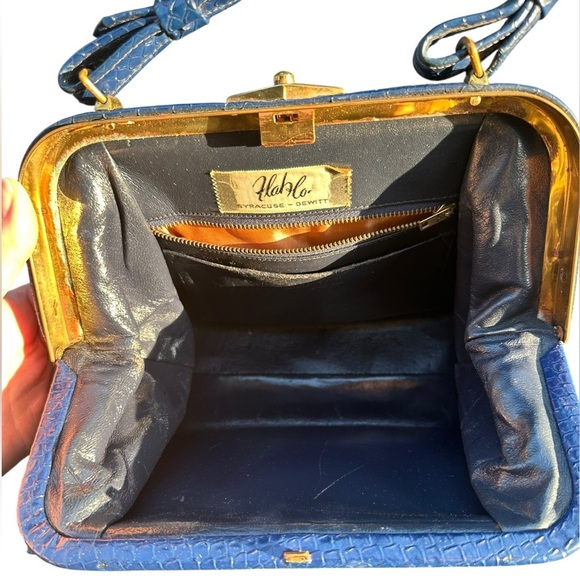 Vintage 60s Susan Gail lizard Kelly kiss lock top handle bag purse - Picture 10 of 11